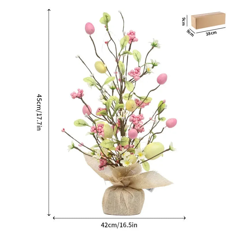 LED Light Easter Decoration Easter Egg Tree with Lamp Home Desktop Window Ornament  Kit Toy Table Living Room Party Decor 2024