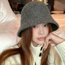 Autumn Winter Wool Bucket Hat Thicken Warm Simple Fashion Dome Wool Caps Panama Hats Bonnet for Women Solid Warm Bucket Hats