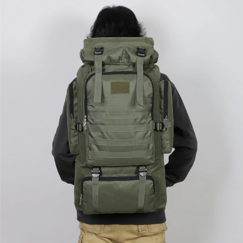 Large Capacity Hiking Backpack Outdoor Rucksack Canvas Trekking Camping Tactical Backpack for Outdoor Picnic Travel Sports