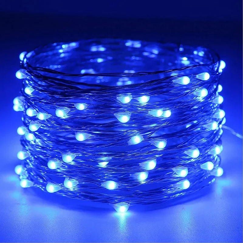 5M 10M Waterproof USB Battery LED Lights String Copper Wire Fairy Garland Light Lamp Christmas Wedding Party Holiday Lighting