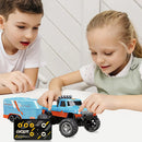 Mini RC Monster Truck with Lights & Trailer Remote Control Truck USB-C Rechargeable Adjustable Speed/Steering Children Toy Gift