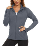 TACVASEN Full Zip UPF 50+ Sun Protection Summer Jackets Womens Long Sleeve Shirts Casual Jackets W/ Zipper Pockets Tops Outdoor