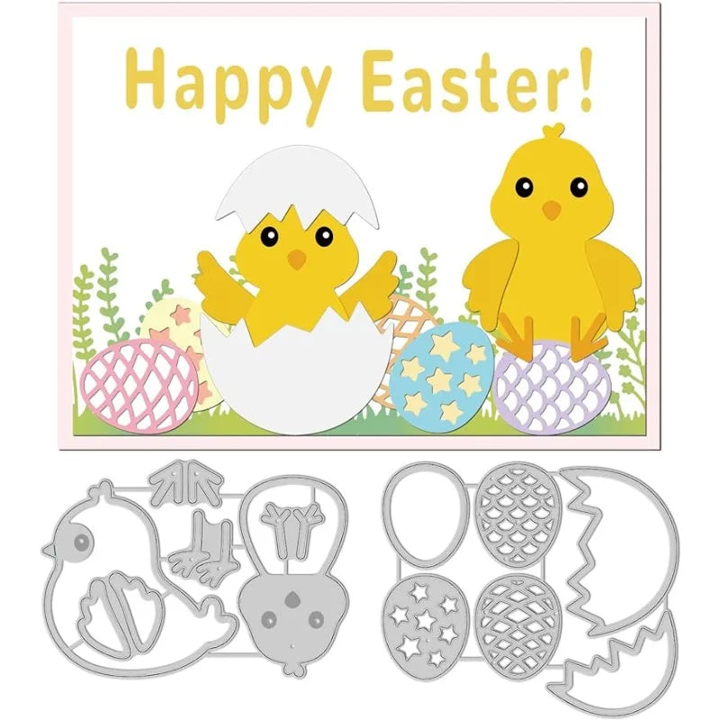 Easter Chick Cutting Dies Easter Egg Carbon Steel Die Cuts for DIY Crafting Embossing Stencil Template for Easter Card Making