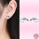 Bamoer Cute Romantic Fairy Elevs Exquisite Stud Earrings for Women Genuine 925 Sterling Silver Rainbow Ear Studs Luxury Jewelry