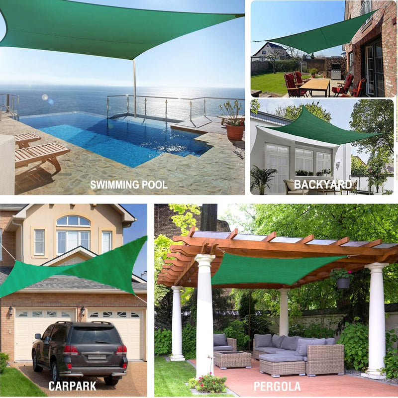 DarkGreen 420D Waterproof Shade Sail Square Rectangle sunshade garden terrace Canopy swimming Sun shade Camping Yard sail awning