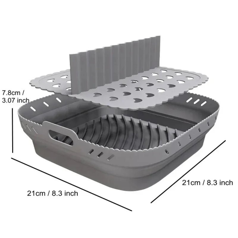 Air Fryer Silicone Tray Oven Baking Tray Fried Chicken Baking Tool Reusable Liner Airfryer Silicone Basket with Divider Plate