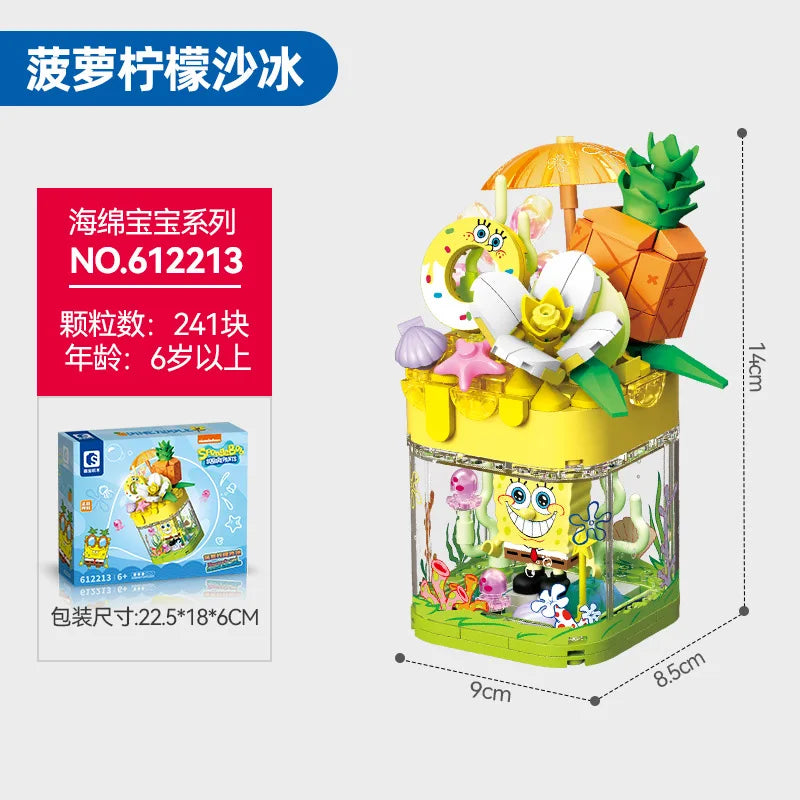 New SpongeBob SquarePants Cosy Night Light Building blocks Children's Fun Puzzle Toys Desktop Decorations Model Birthdays Gifts