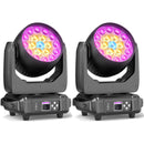 Yiflamefly 2 Stück Moving Head Lights mit 19x15W RGBW LED DMX512 Bühnenlicht für DJ Karaoke Tanzsaal KTV Disco Bar Bühnenbeleuchtung