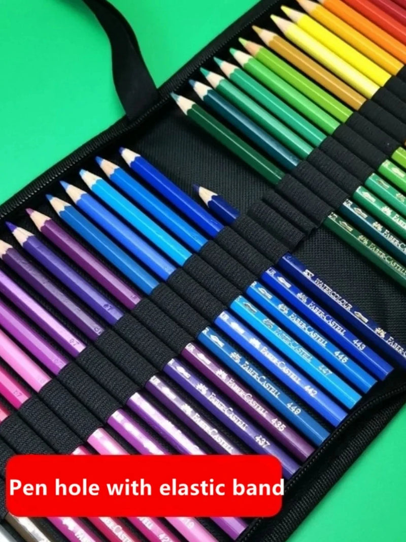 36/48/72/120 Hole Pen Curtain Black Folding Pencil Case Color Pencil Insert Professional Painting Pencil Bag Student Stationery