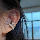 Punk Zirkon Doppellagige Ohrmanschette Ohne Piercing Ohrringe Trendiger Einzigartiger Metall Geometrischer Ohrclip für Damen Schmuck Geschenke