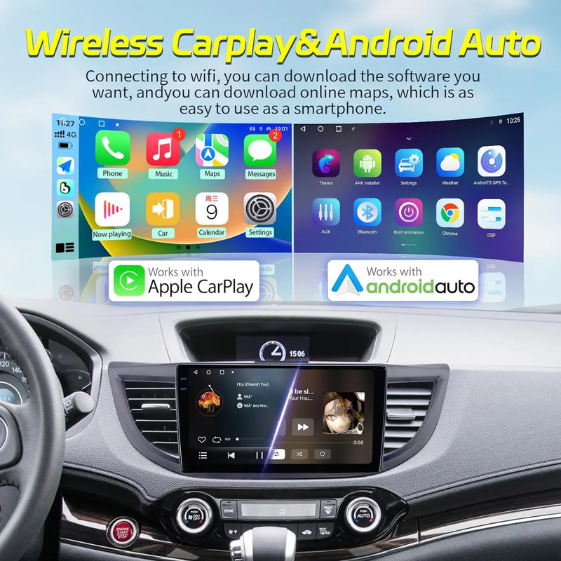 For CRV 2012-2016 5G WiFi 10" Touch Screen Car Stereo with Wireless Carplay Android Auto GPS Navigation Mirror Link BackupCamera