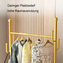 Coat Rack, Gold Garment Rack with 6 Hooks, Freestanding Clothes Stand, Metal Clothes Rail