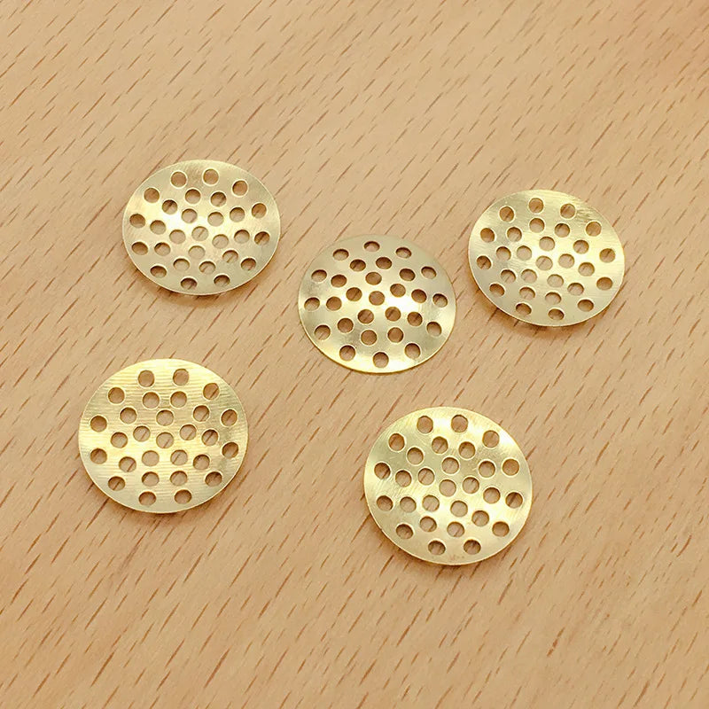 50Pcs 14-25mm Brooch Base Round Blank Tray Brooches Ring Earring Beaded Back Hole Pad Mesh Cabochon Bezel Setting Jewelry Making