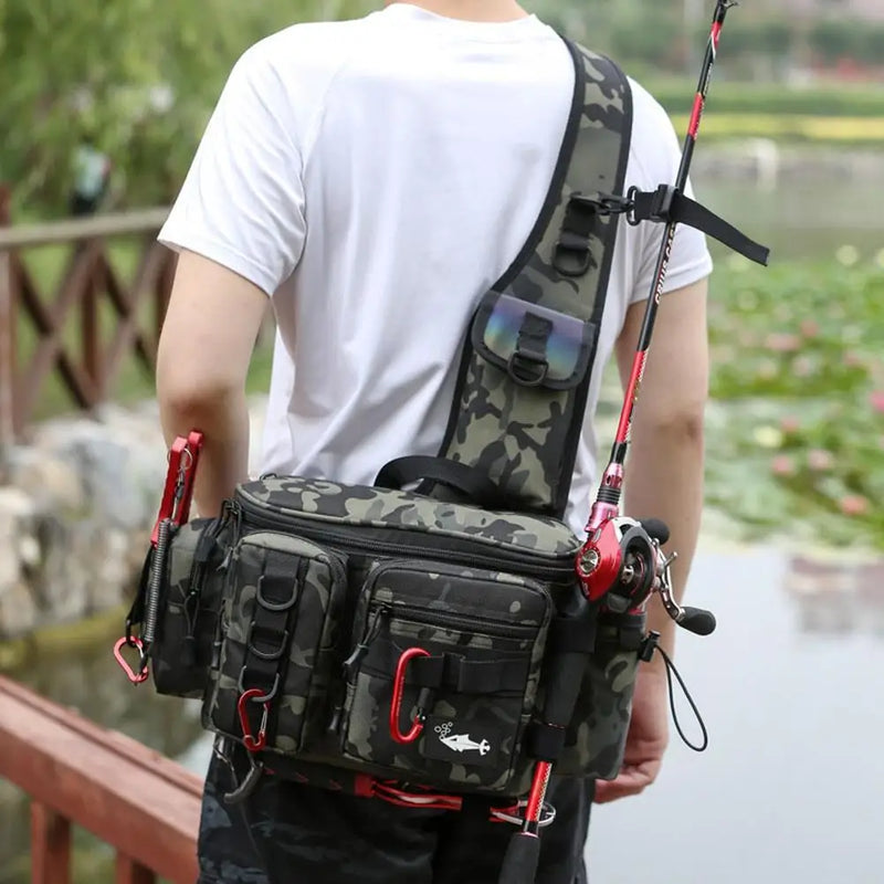 Men Fishing Tackle Bags Single Shoulder Crossbody Bag Waist Pack Fish Lures Gear Utility Storage Fishing Lures Outdoor Bags