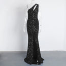 Sexy Cut Out Schlitz Stretch Pailletten Festliches Partykleid Ärmellos Bodenlang Bodycon Abendkleid Ausgehkleid Königsblau Rot Schwarz