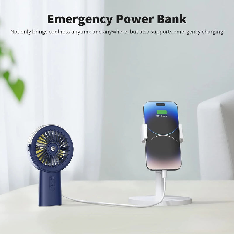 Portable Misting Fan, Handheld Mist Fan, USB Power Bank, 90° Adjustable Small Mister Fan, Personal Cooling Water Spray Fan