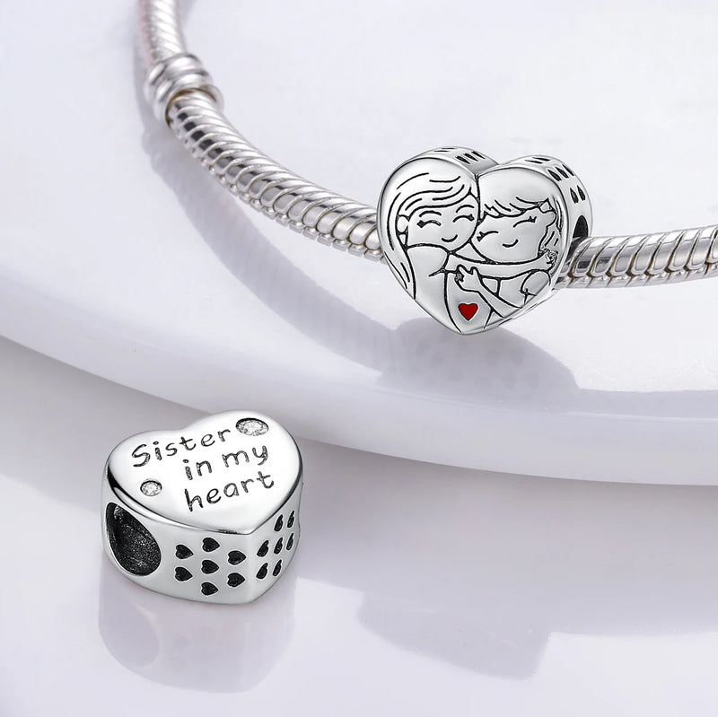 Silver Plated Boy Girl Couple Lovers Beads Charms Zirconium Dangle Fit Original Pandora Bracelet Necklace Jewelry Women