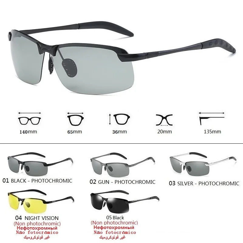 Photochromic Sunglasses Men Polarized Driving Chameleon Glasses Male Change Color Sun Glasses Day Night Vision Driver Eyewear