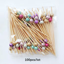 100Pcs 12Cm Disposable Party Tableware Fruit Dessert Sticks Bamboo Skewers Buffet Cupcake Decoration Wedding Supplies