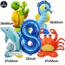 5pcs Cute Sea Animal Balloons Include Crab Seahorse Dolphin Turtle Shape Balloon Under The Sea Party Decors for 1st Birthday