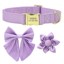 Personalized Dog ID Collar Cute Bowknot Pet Necklace Dog Buckle Collars With Bow Tie Flower Accessories For Small Large Dogs