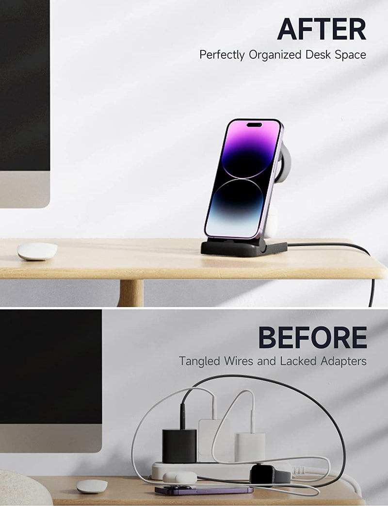 Wireless Charger 3 in 1 Station for Apple Watch 8 7 6 Airpods Pro Foldable Fast Charging Stand For iPhone 14 13 12 11 XS XR X 8