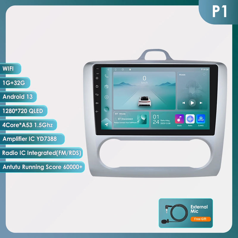 2Din 360Camera Android13 Car Radio For Ford Focus 2 Mk2 2004-2011 Car Multimedia Player Intelligent Screen autoradio Carplay SWC