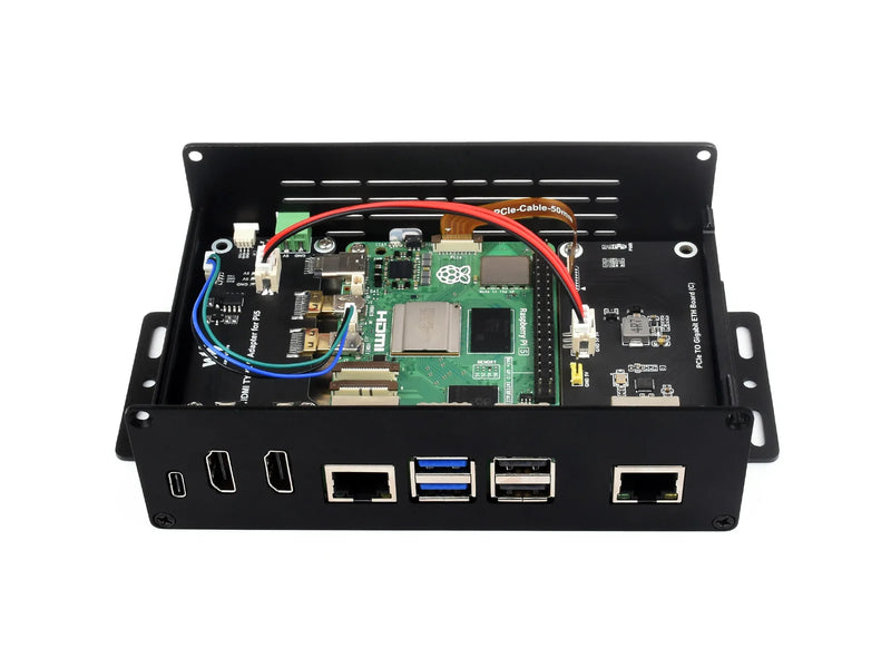 Waveshare Multi-functional All-in-one Mini-Computer Kit Designed for Raspberry Pi 5, Aluminum Alloy Case Option for PCIe adapter