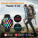 2026 GPS Smartwatch for Men 1.7 HD Screen Military Smart Watch Flashlight IP68 Waterproof 100 Sport Modes 720mAh Large Battery