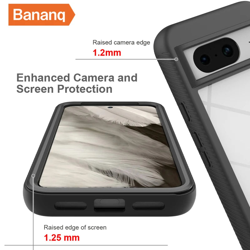 Bananq Shockproof Transparent Armor Case For Google Pixel 8 7 6 Pro 8A 7A 6A 5A Clear Phone Cover
