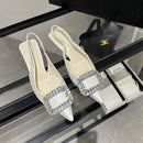 Comfort Shoes for Women Pointed Heel Sandals 2025 Summer Shallow Mouth Suit Female Beige Retro New Girls Stiletto Black  Spring