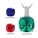 JewelryPalace Simulated Nano Green Emerald Created Ruby 925 Sterling Silver Pendant Necklace Women Gemstone Solitaire No Chain