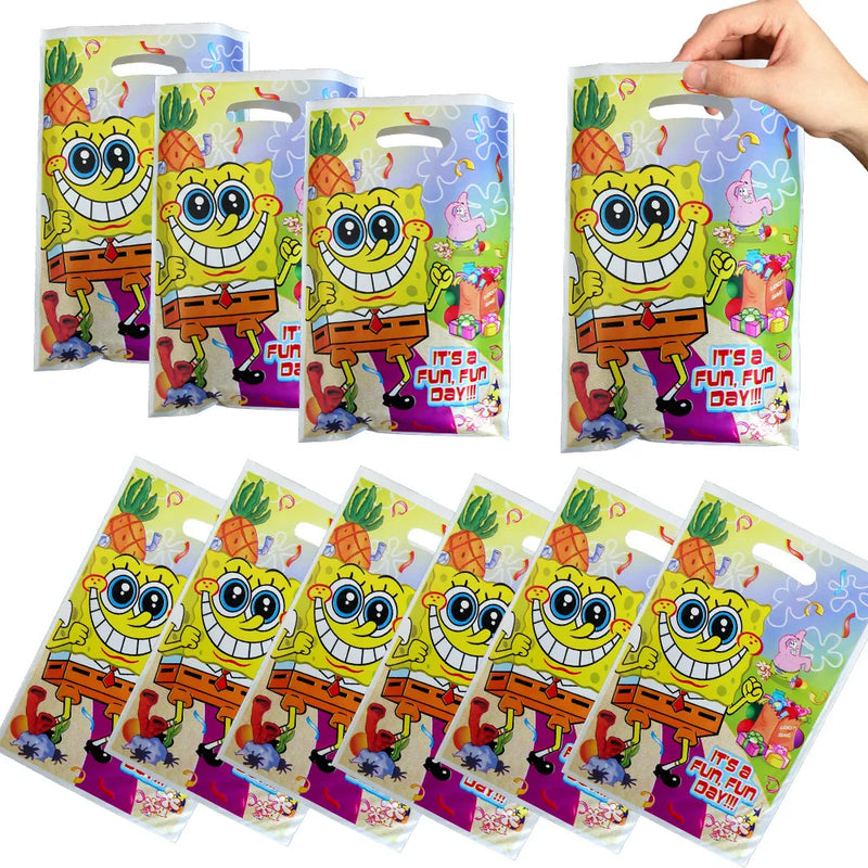 Cartoon Yellow Sponge-Bob Theme Party Supplies Disposable Tableware Plate Cup Tablecloths Balloons For Kids Birthday Baby Shower