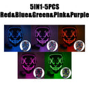 Halloween Horror-Masken LED Gesichtsleuchtmaske Gruselige Scream Leuchtmaske für Karneval Halloween Kostüme für Männer Leuchtet im Dunkeln