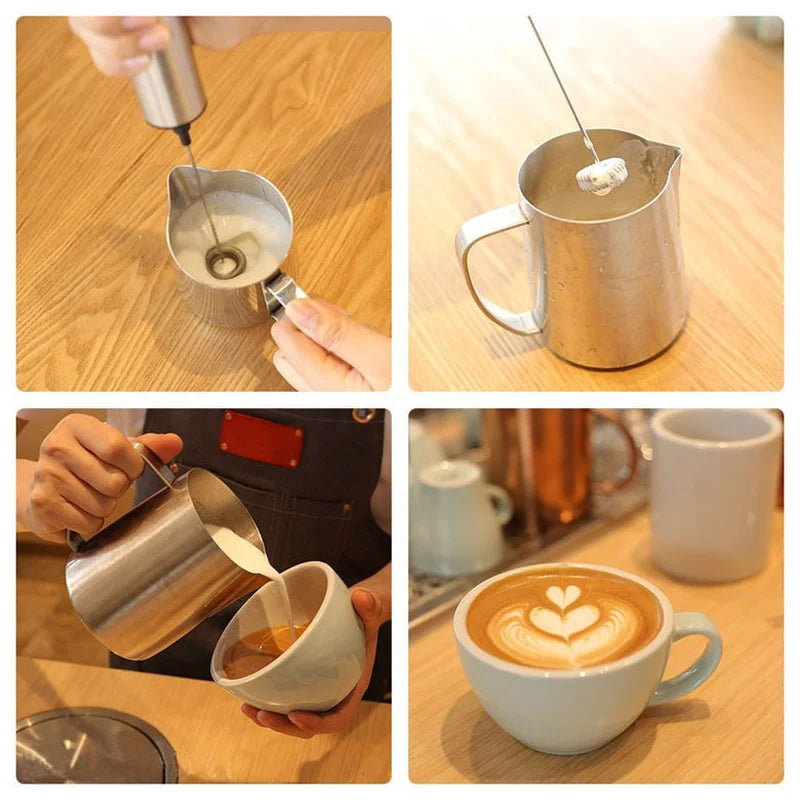 Electric Milk Frother Wireless Handheld Electric Powerful Stainless Steel Spring Mixer Foam Whisk Maker for Coffee Cappuccino