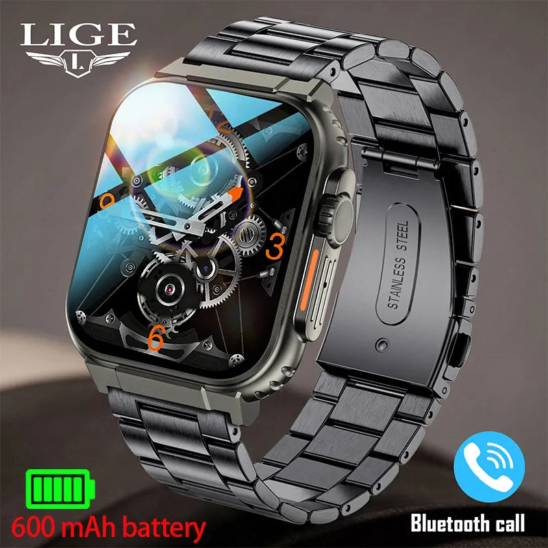 LIGE New 600mAh Smart Watch Ultra Watch Men Bluetooth Call TWS Local Music Sport Clock 2.0 Inch IP68 Waterproof Ultra Smartwatch