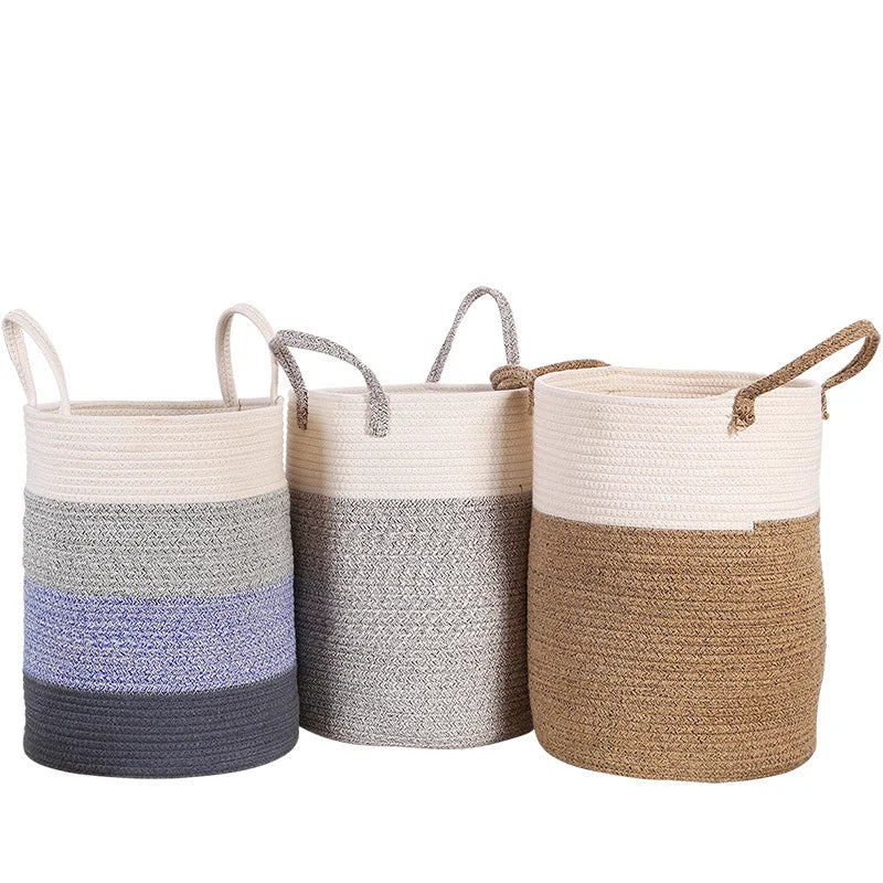 Cotton Rope Braided Dirty Clothes Basket Household Items Toys Storage Bag Living Room Bedroom Storage Cloth Art Storage Basket