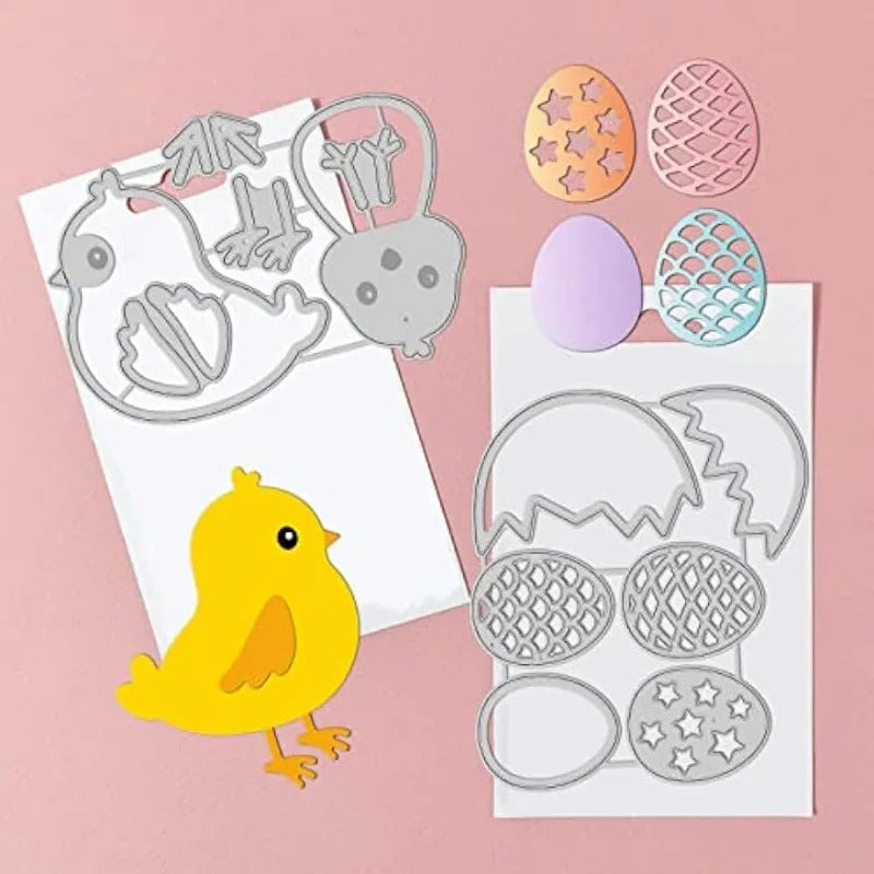Easter Chick Cutting Dies Easter Egg Carbon Steel Die Cuts for DIY Crafting Embossing Stencil Template for Easter Card Making