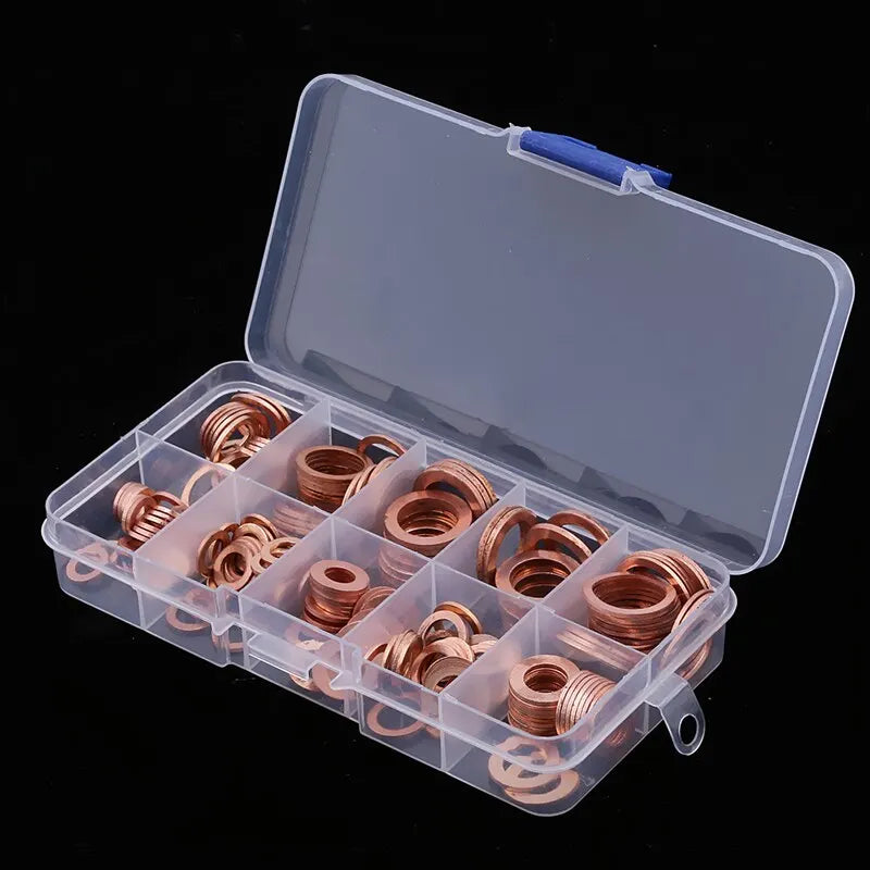 200pcs Purple Copper Gasket M5 M6 M8 M10 M12 M14 O-ring Purple Copper Gasket Set Oil Plugging Sealing Fittings