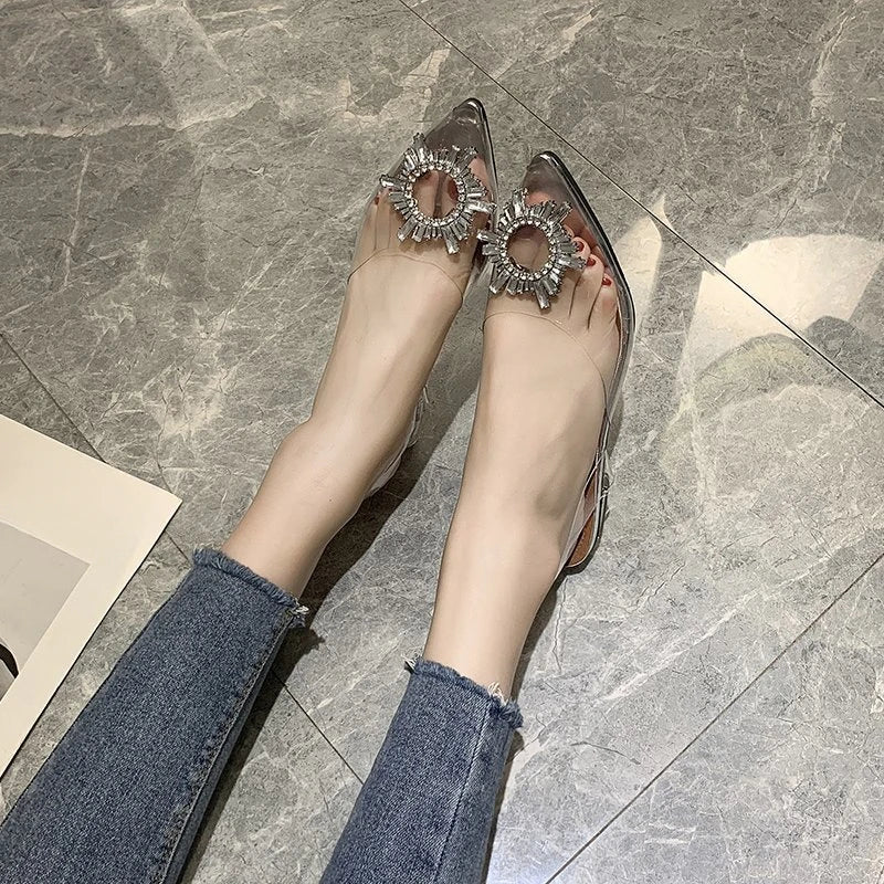 BCEBYL Spring and Autumn Fashion New Sexy Banquet Transparent Comfortable Crystal Women's High Heels Zapatos Mujer