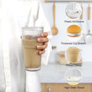 20oz Glass Cold Cup with 2-in-1 Straw Lid, Resists Lipstick Transfer, Dishwasher Safe, Great for Iced Tea and Cold Brew