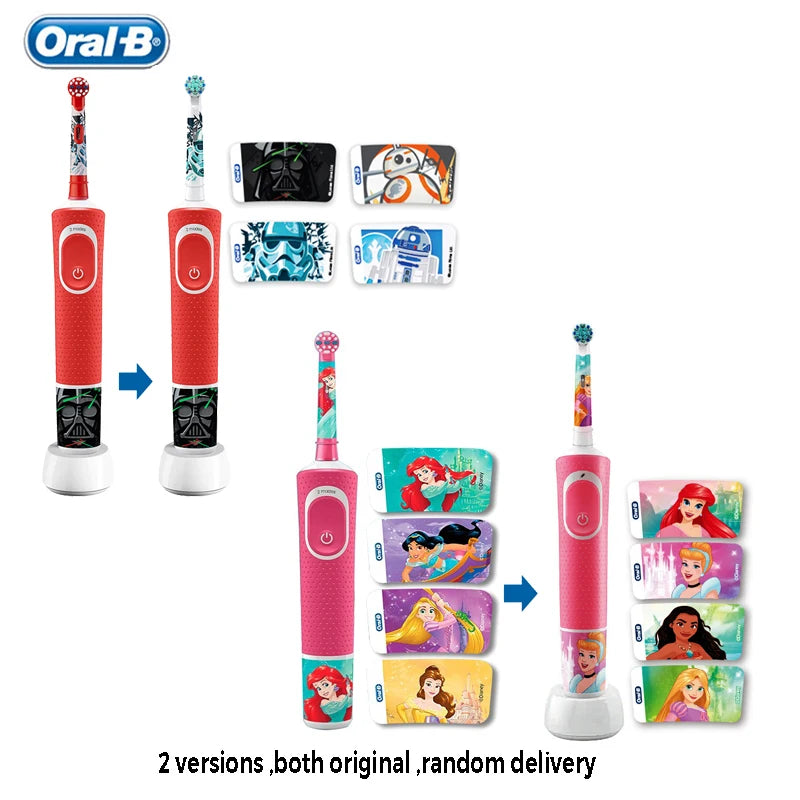 Oral-B Kids Electric Toothbrushes Rechargable Ratate Waterproof Gentle Timer Brush for Children Ages 3+ Replace Toothbrush Head