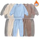 2026 Neuheiten Kleidung für kleine Mädchen Trainingsanzug 2-teiliges Set Warmer Fleece Einfarbiger Pullover+Hose Loungewear-Anzug für Kinder