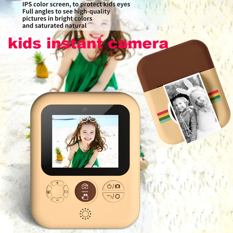 HD Instant Camera Video Recording Dual Lens Thermal Paper Photo Printing Birthday Gift Boys Girls Toys Digital Kids Camera