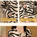 Zebra Striped Coral Velvet Pajamas Homewear Suit Women's Fall and Winter New Home Suit Padded and Thickened Warm Clothes