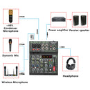 Lomeho 4 Channels Sound Mixer 48V 99 Digital Effect Portable Audio Table Bluetooth USB PC Record Mixing Console Church AM-AX3