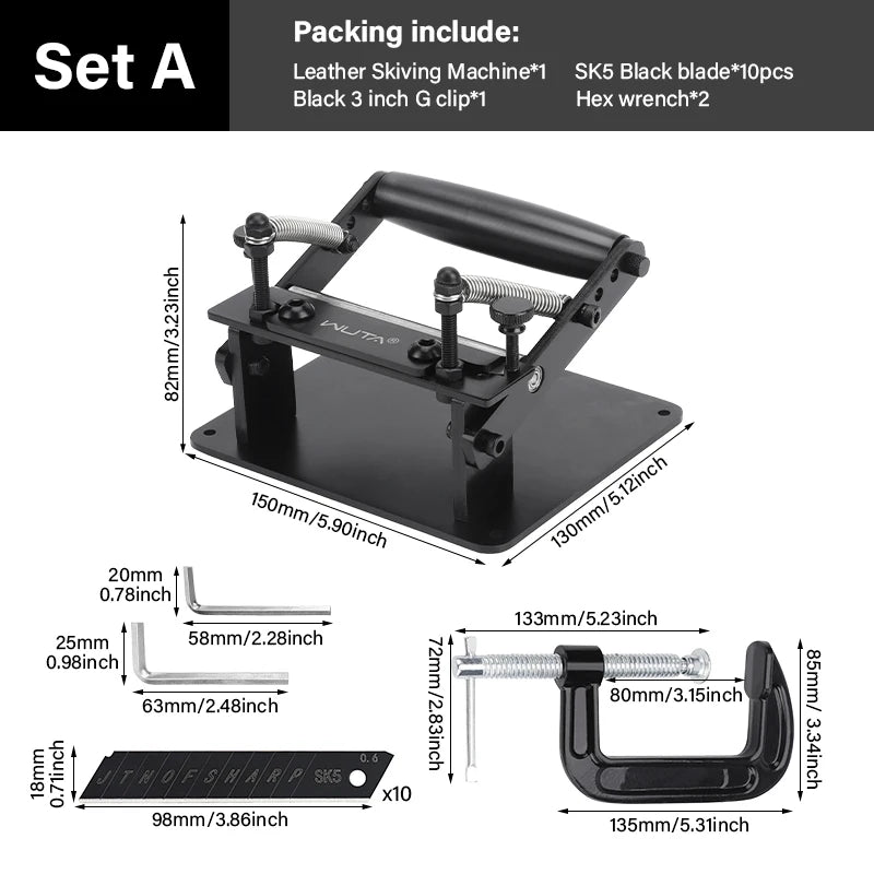 WUTA Manual Leather Skiving Machine Strip Belt Thinning Skiver Splitter Cowhide Leather Peeling Machine DIY Strap Cutting Tools