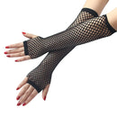 1 Pair Sexy Women Party Neon Fishnet Fingerless Long Gloves Sun Protection Sleeves Mesh Lace Thin Gloves Summer Arm Warmer