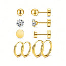Set Aus 5 Paar Modischen Und Einfachen Ohrringen Aus Zirkonia-Edelstahl Für Damen, Muttertagsgeschenk