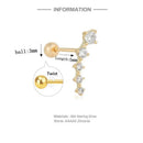 CANNER Ohrstecker 925er Silber Piercing Ohrringe für Damen Zirkonia 925 Sterling Silber Knorpelohrring Schmuck 1 Stück